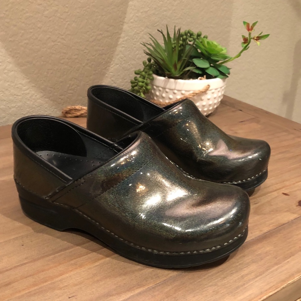 Dansko Holographic Glitter Rainbow Nursing Clogs